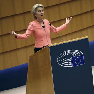 La président de la Commission européenne Ursula von der Leyen. [Keystone/AP Photo - Francisco Seco]