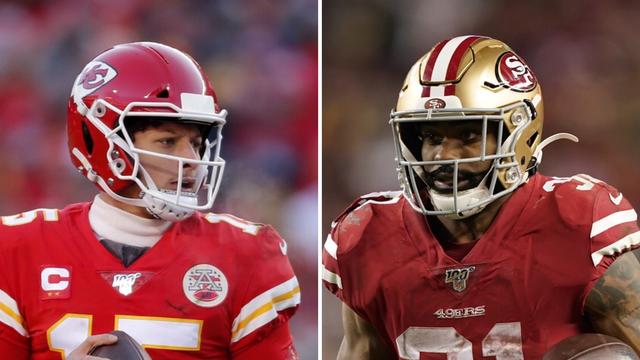 Patrick Mahomes (Chiefs) et Raheem Mostert (49ers) se feront face dans deux semaines. [J.Roberson/T.Avelar]