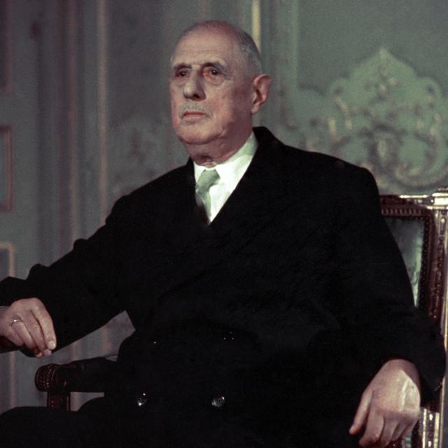 Charles de Gaulle en juin 1968. [Keystone - AP Photo/Jean-Jacques Levy]