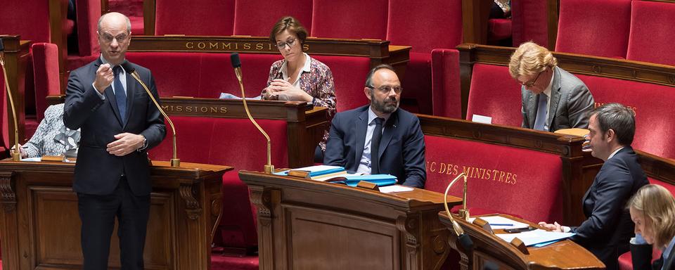 Jean-Michel Blanquer à l'Assemblée nationale, 21.04.2020. [Pool/AFP - Jacques Witt]