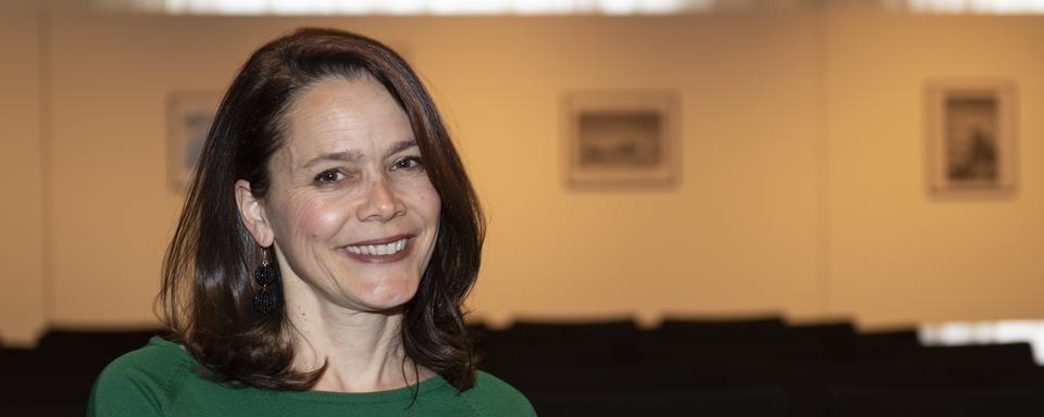 Marie-Therese Bonadonna, deleguee culturelle et ambassadrice du Club 44, pose pour un portrait, ce mardi 30 avril 2019, au Club 44 a La Chaux-de-Fonds. (KEYSTONE/Adrien Perritaz) [Keystone - Adrien Perritaz]