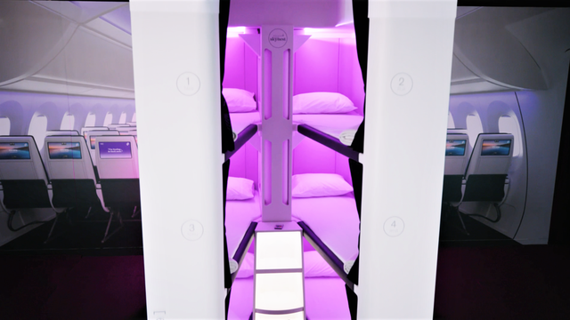 Des couchettes pour que les passagers puissent s'allonger en alternance. [Air New Zealand]