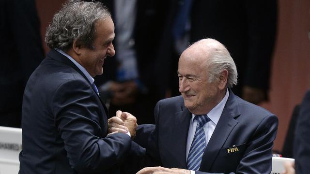 Platini et Blatter lors du 65e congrès de la FIFA en 2015. [Patrick B. Kraemer]