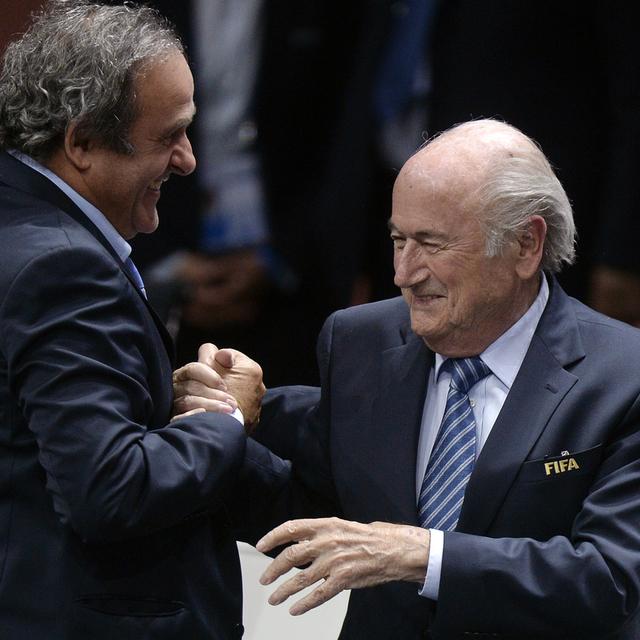 Platini et Blatter lors du 65e congrès de la FIFA en 2015. [Patrick B. Kraemer]