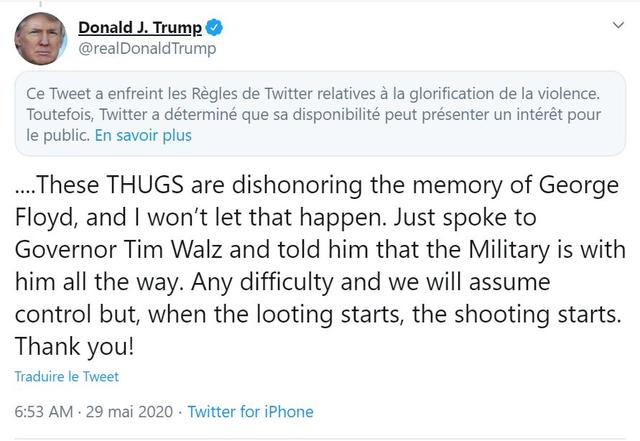 Le tweet de Donald Trump.