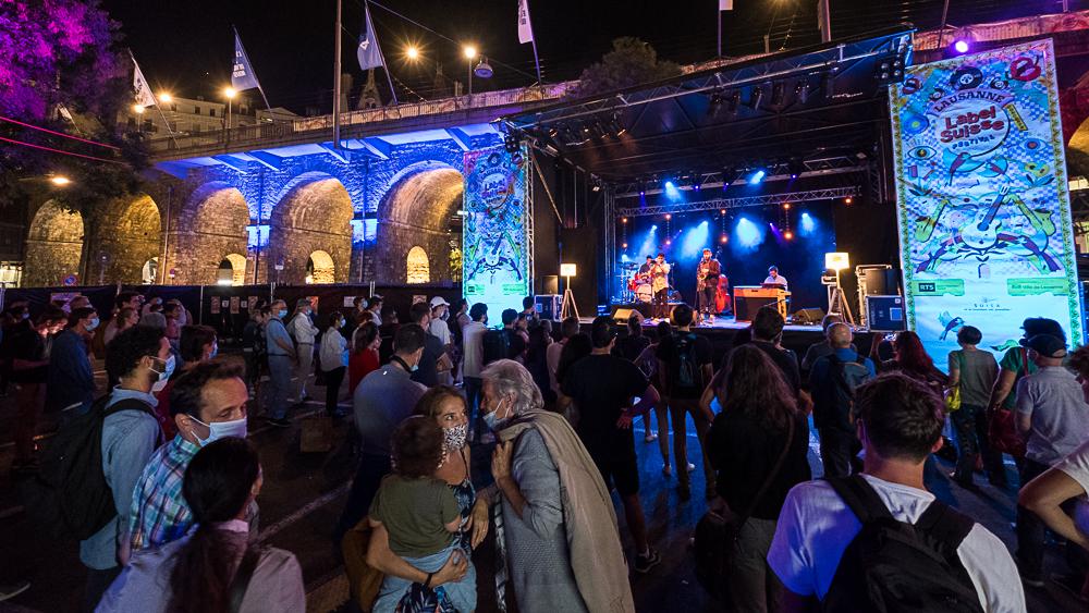 Shems Bendali 5tet en concert sur la Place Centrale à Lausanne dans le cadre du Festival Label Suisse, le 18 septembre 2020. [Label Suisse 2020 - loOrent]