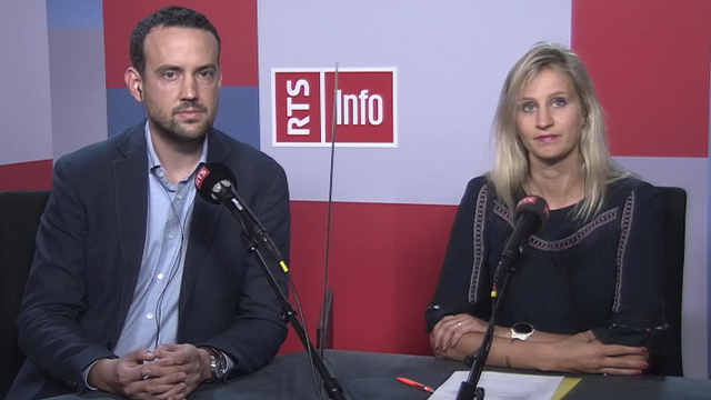 Débat entre Delphine Bachmann et Romain de Sainte Marie, députés au Grand conseil genevois. [RTS]