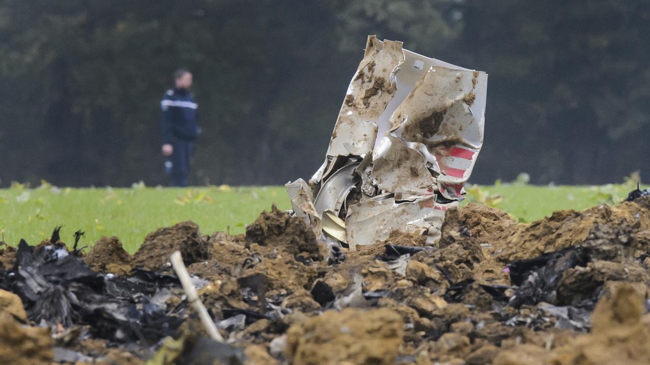 Le F/A-18 de l'armée suisse s'était écrasé dans le Jura français. [KEYSTONE - Jean-Christophe Bott]