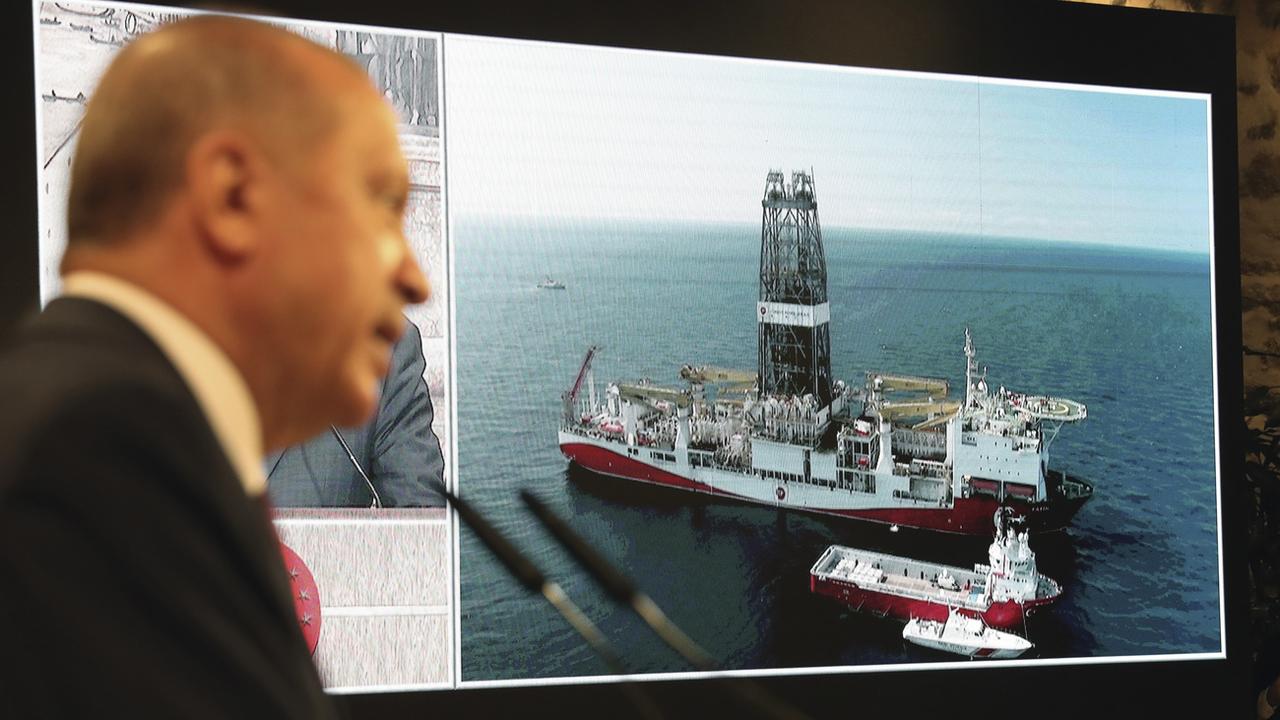 Erdogan annonce avoir trouvé un important gisement de gaz en mer Noire. [Keystone - Turkish Presidency]