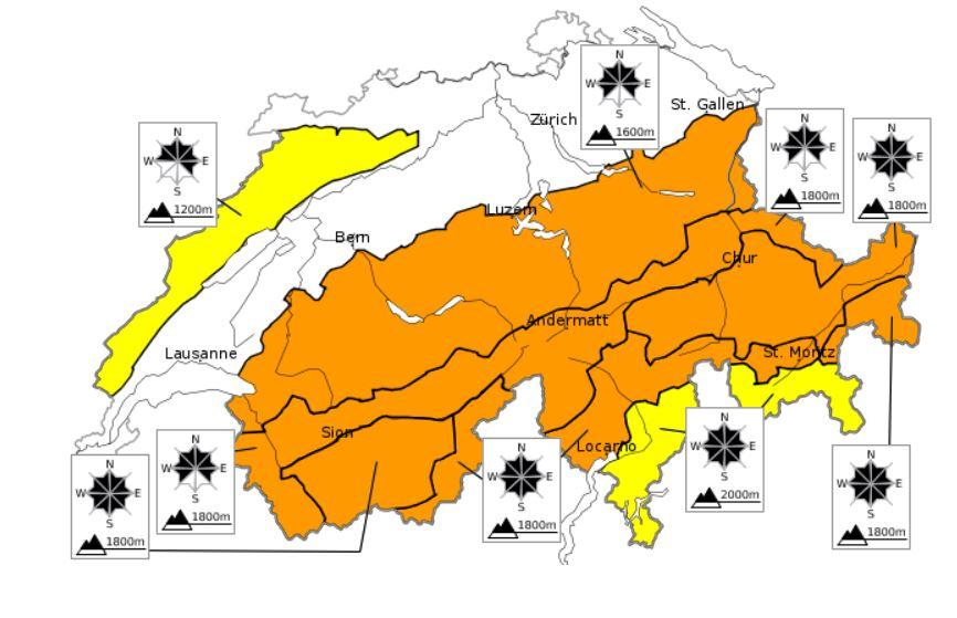 La carte du danger d'avalanche publiée par le SLF. [slf.ch]