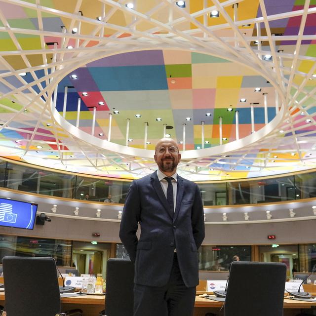 Charles Michel, président du Conseil, qui a la responsabilité de trouver un compromis pour le budget de l'UE. [EPA/ Keystone - Olivier Hoslet]