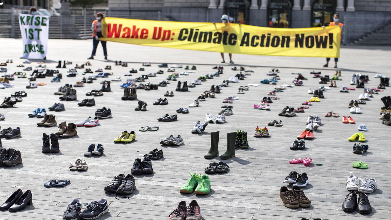 Une manifestation pour le climat, le 24 avril 2020 à Zurich. [Keystone - Alexandra Wey]