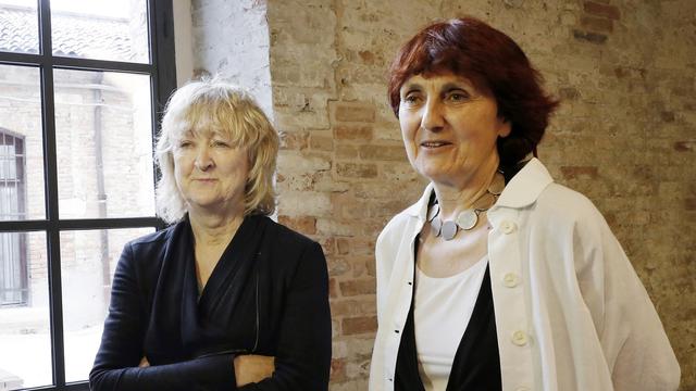 Les architectes Yvonne Farrell et Shelley McNamara à Vienne en 2018. [Keystone - Antonio Calanni]