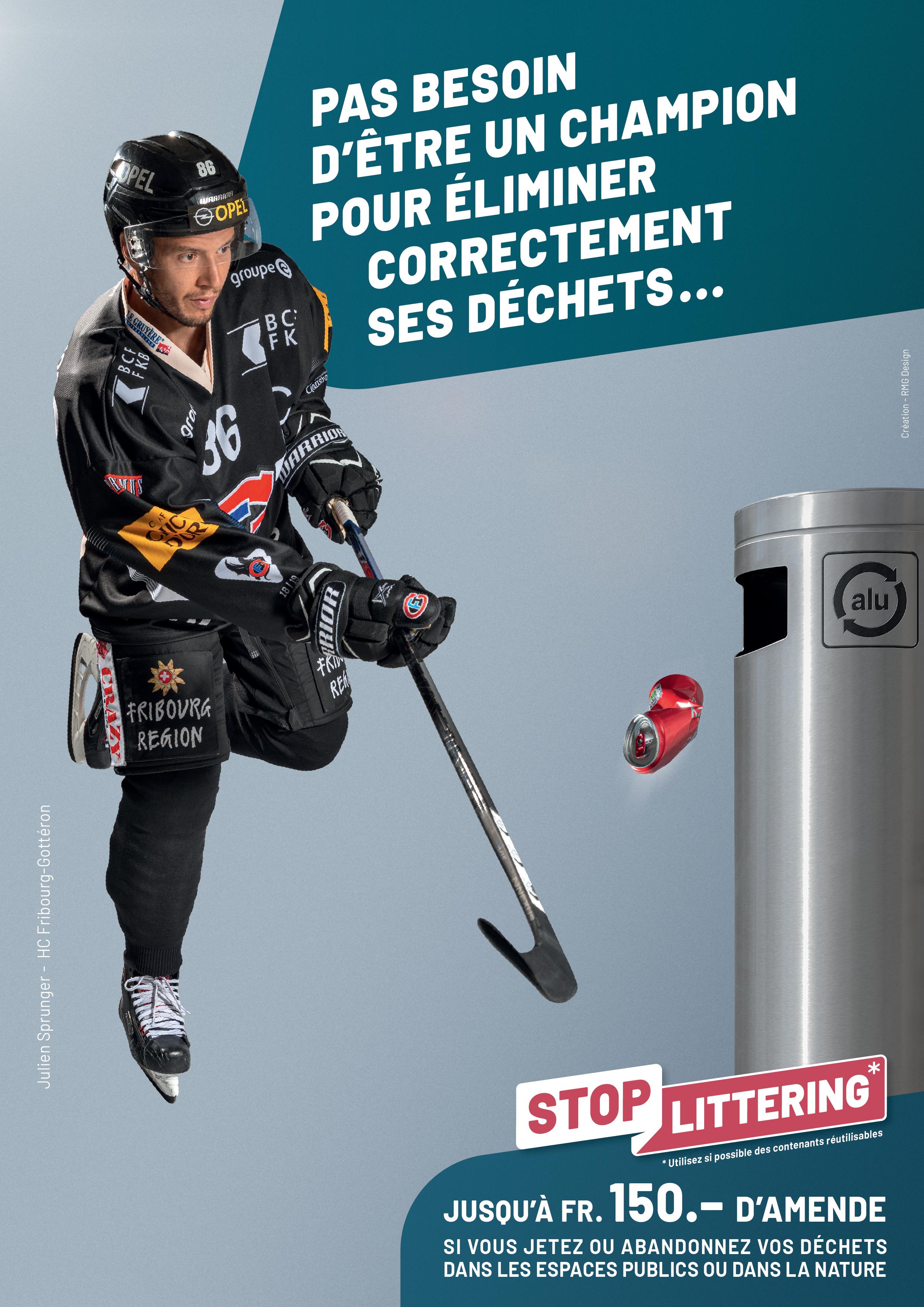 L'une des affiches de la campagne "Stop littering". [Etat de Fribourg - Tous droits réservés]