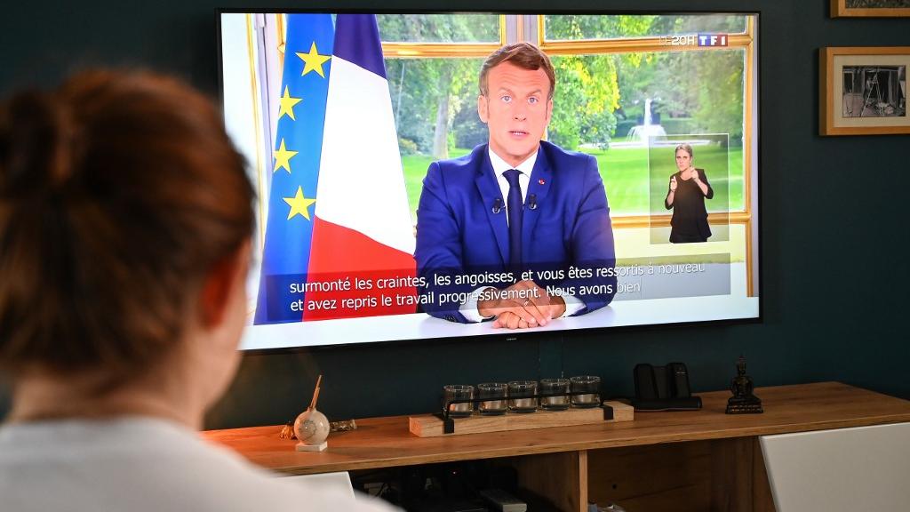Il s'agit de la quatrième allocution solennelle d'Emmanuel Macron depuis le début de la crise du coronavirus. [AFP - Denis Charlet]