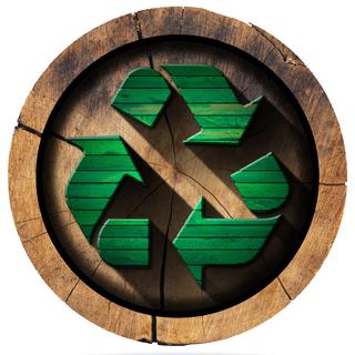 Symbole de la durabilité et du recyclage sur un tronc d'arbre. [Depositphotos - catalby]