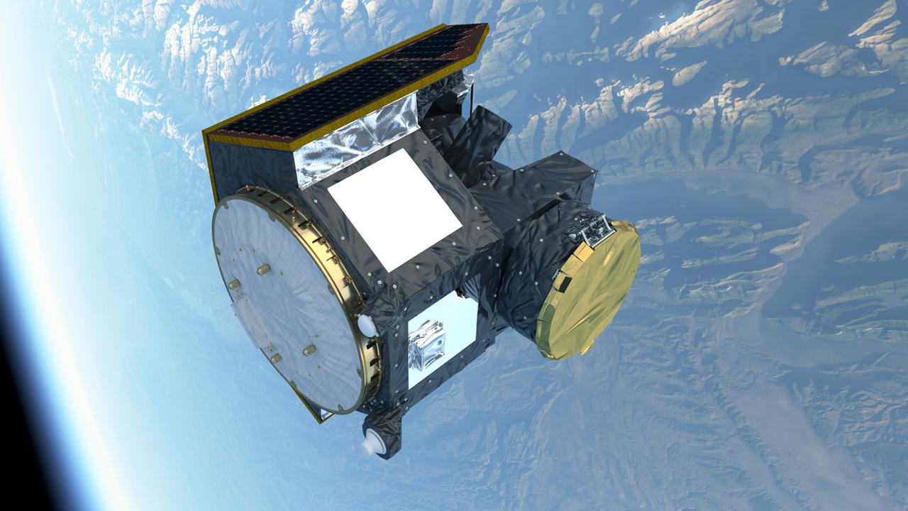 Illustration du satellite CHEOPS en orbite dans l'espace. [ESA - ATG medialab]