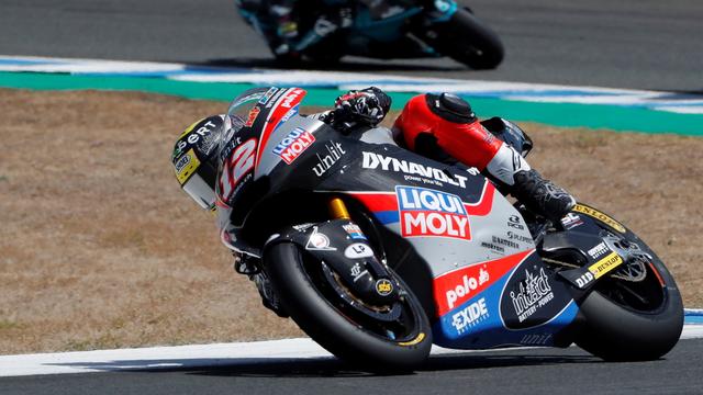 Victime d'une chute le week-end dernier, Thomas Lüthi a cette fois pris la 7e place à Jerez. [Keystone - Roman Rios]