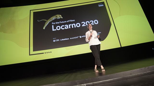 La directrice artistique du Festival du film de Locarno, Lili Hinstin, le 6 août 2020. [Keystone - Pablo Gianinazzi]