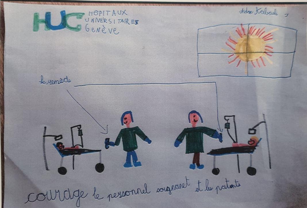 Un dessin envoyé par un enfant aux HUG. [Colore l'hôpital]