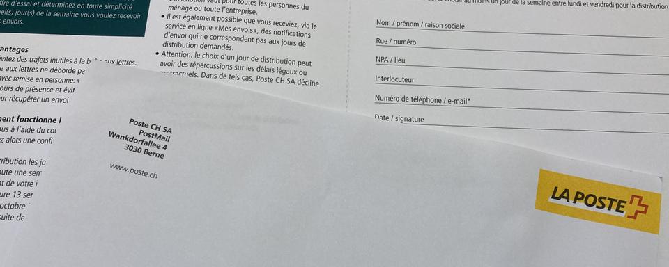 La Poste teste la distribution du courrier à la carte. [RTS - Gaël Klein]