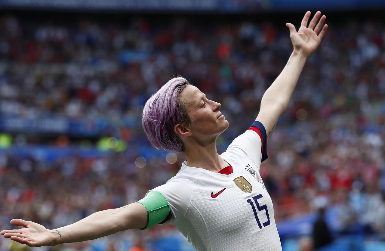 L'Américaine Megan Rapinoe. [Keystone - IAN LANGSDON]