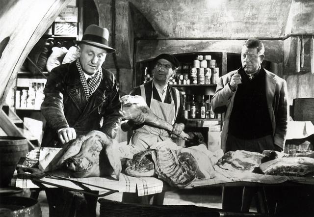 Louis de Funès avec Bourvil et Jean Gabin dans "La traversée de Paris". [cinémathèque.fr - © 1956, Gaumont]