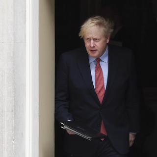 Le Premier ministre Boris Johnson à son retour de convalescence le 27 avril 2020. [AFP - Daniel Leal-Olivas]