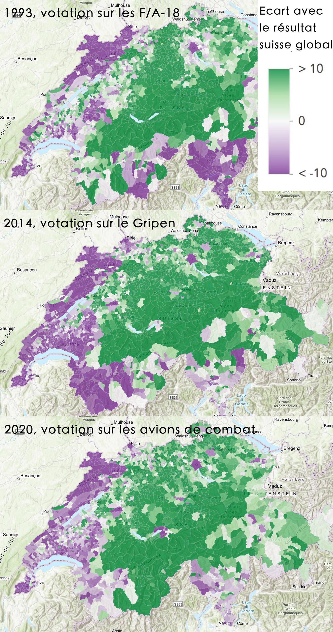 Les votations sur les avions militaires des trois dernières décennies.