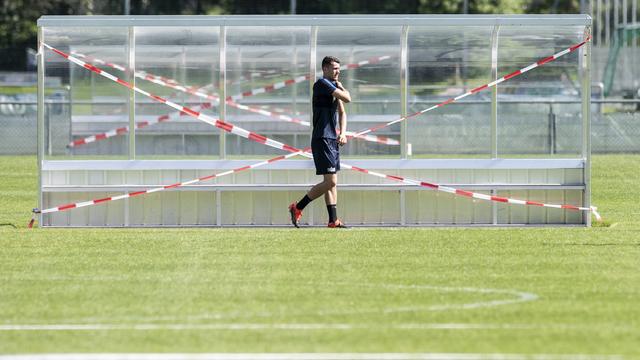 Le premier entraînement du FC Zurich après la pause due à la pandémie de Covid-19, le 25 mai 2020. [Keystone - Ennio Leanza]