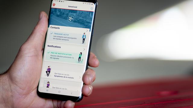 L'application de traçage SwissCovid. [Keystone - Laurent Gillieron]