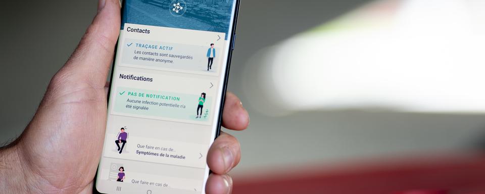 L'application de traçage SwissCovid. [Keystone - Laurent Gillieron]