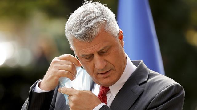 Le président kosovar Hashim Thaçi lors d'une conférence de presse le 14 octobre 2020. [EPA/VALDRIN XHEMAJ]