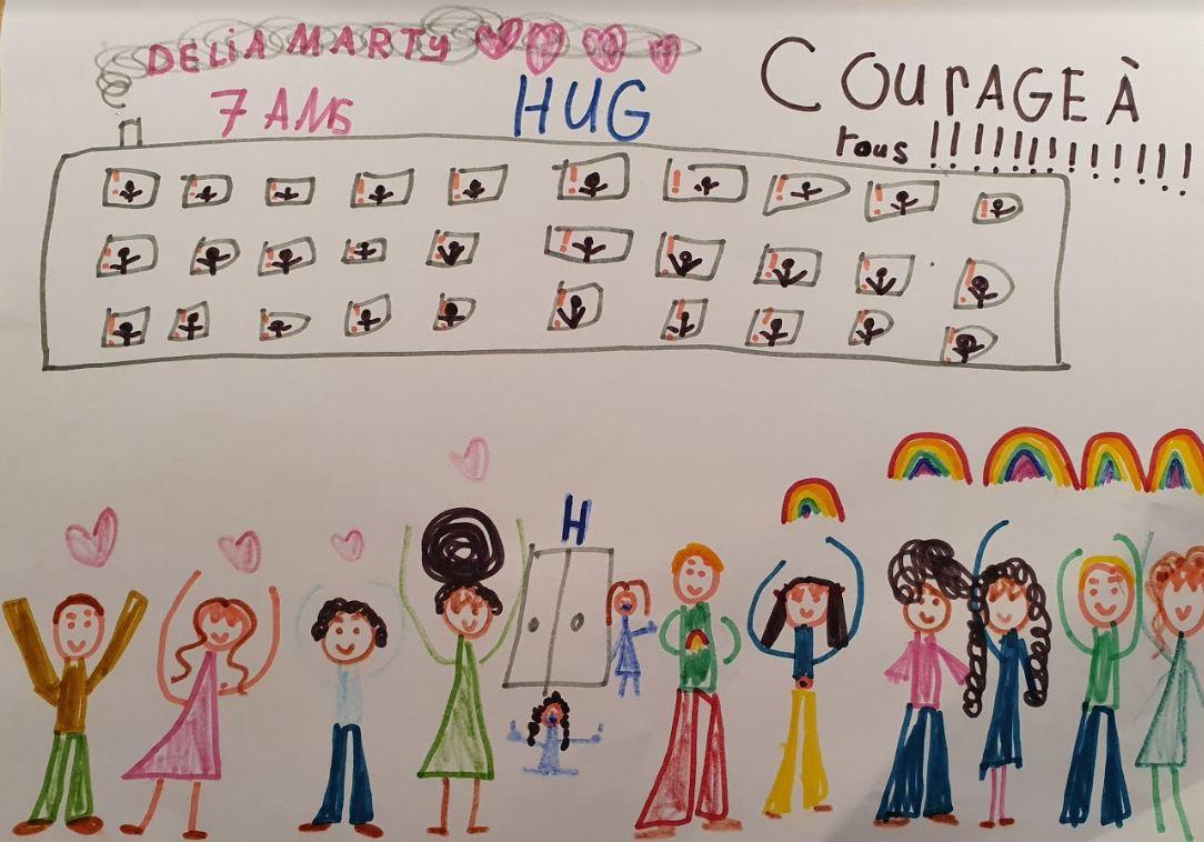 Un dessin envoyé par un enfant aux HUG. [Colore l'hôpital]