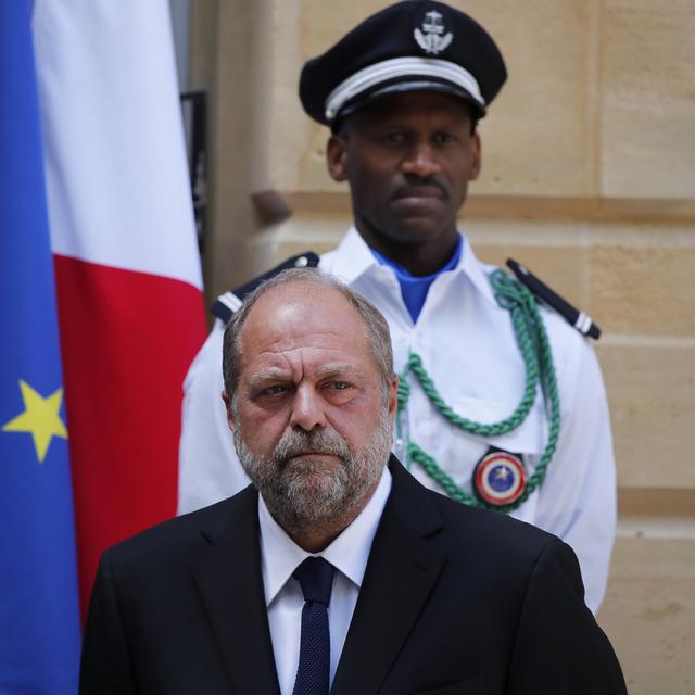 Eric Dupond-Moretti lors de la passation de pouvoir au ministère de la Justice. [Keystone - AP Photo/Francois Mori]