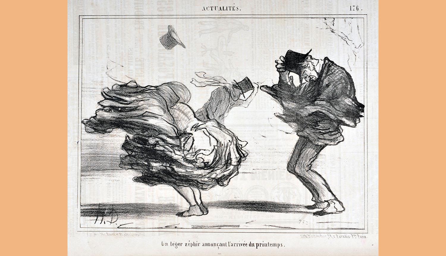 La gravure d'Honoré Daumier "Un léger zéphir annonçant l'arrivée du printemps" figure parmi les oeuvres de la collection de Curt Glaser acquises par le Kunstmuseum de Bâle en 1933. [AFP - JEAN BERNARD LEEMAGE]