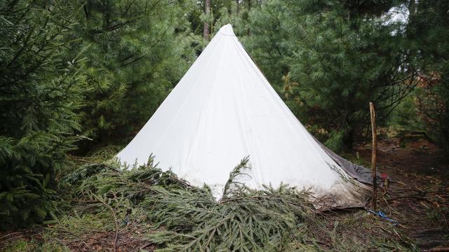 En décrochage scolaire, un groupe de jeune avait monté une tente dans la forêt de Bremgarten à Berne, et y a vécu pendant plus d'un an en 2015. [Keystone - Peter Klaunzer]