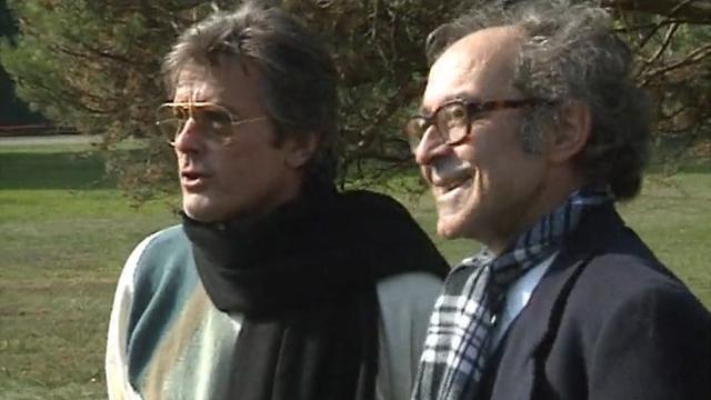 Alain Delon et Jean Luc Godard en 1989 [RTS]