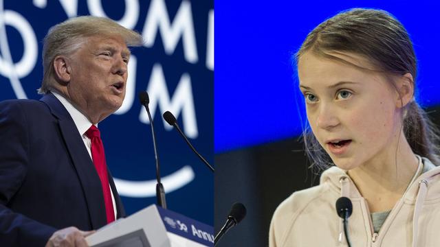 Donald Trump et Greta Thunberg à Davos. [Keystone - Evan Vucci/Alessandro della Valle]