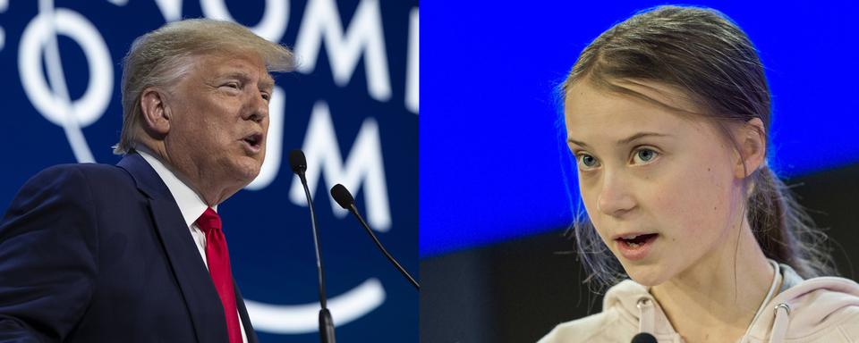 Donald Trump et Greta Thunberg à Davos. [Keystone - Evan Vucci/Alessandro della Valle]