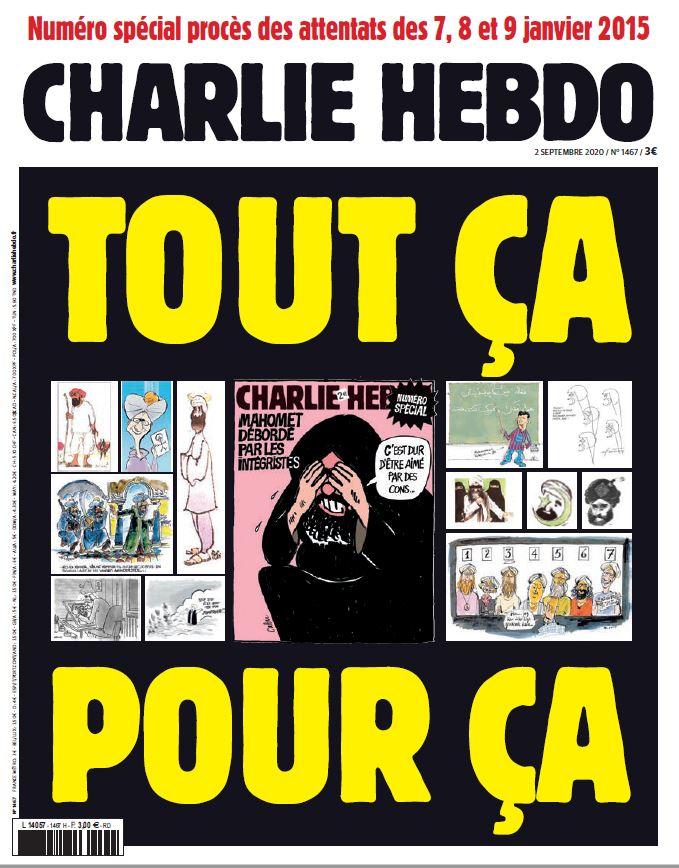 La Une du numéro spécial "Procès des attentats de 2015" de Charlie Hebdo. [DR]