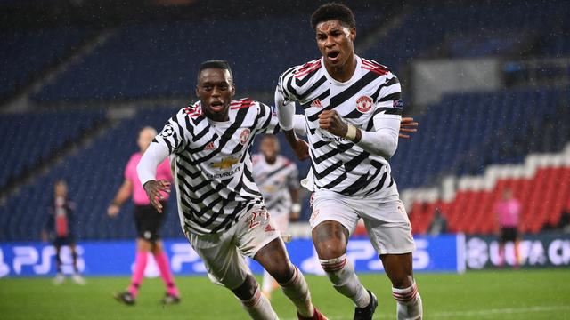 Marcus Rashford (à droite) exulte après son but en fin de match. [Franck Fife]