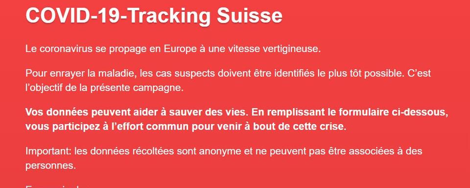 Le site covidtracker.ch propose aux Suisses d'aider à identifier les foyers d'infection. [www.covidtracker.ch]