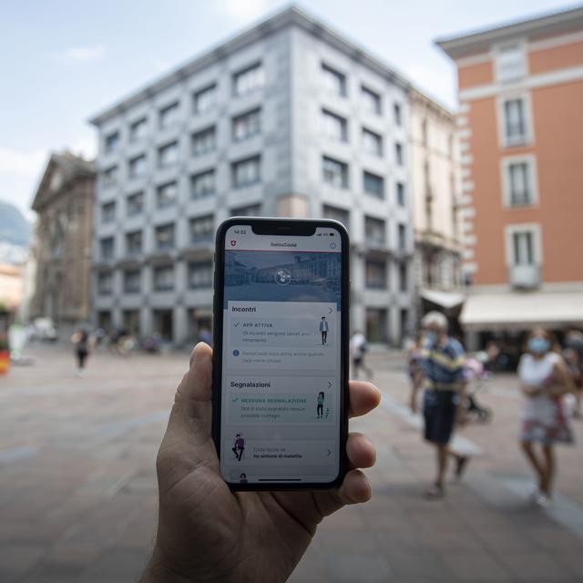 L'application SwissCovid. [Ti-Press/Keystone - Pablo Gianinazzi]