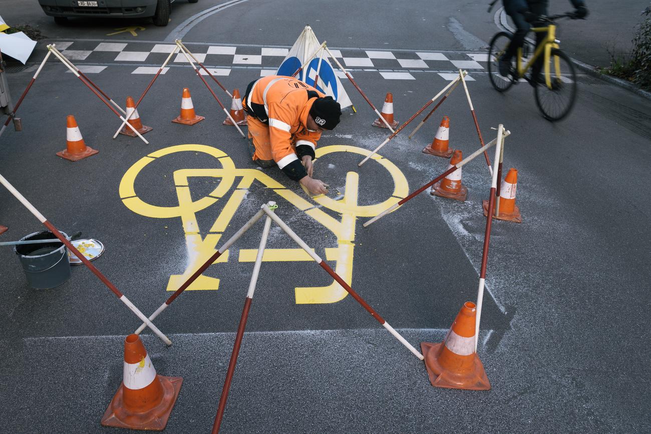Plus de 40km de pistes cyclables ont été crées à Bruxelles [Keystone - Christian Beutler]
