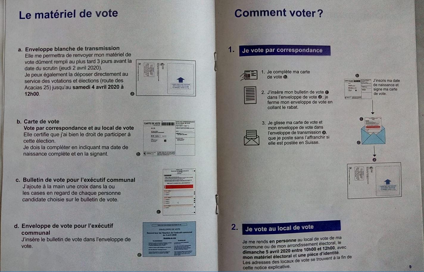 Le matériel de vote qui autorise les électeurs genevois à se rendre au local de vote le 5 avril 2020. [RTS - Raphaël Leroy]