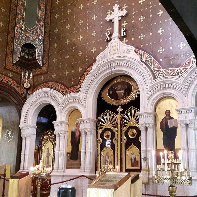 Intérieur de l'Eglise orthodoxe russe à Genève. [Wikimedia - LaMèreVeille]