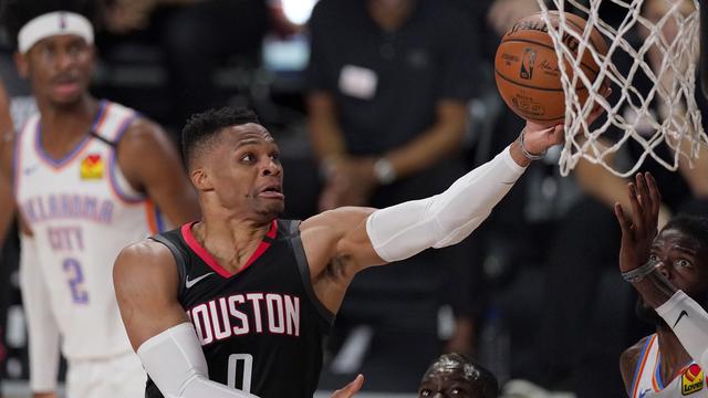 Westbrook n'aura porté le maillot des Rockets que le temps d'une saison. [Keystone - Mark J. Terrill]