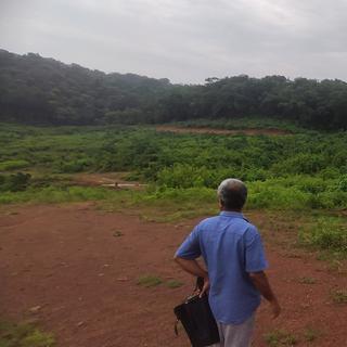 Rajendra Kerkar, membre du conseil national de la faune, sur un terrain qui a déjà été déboisé dans la forêt de Mollem. [RTS - Sébastien Farcis]