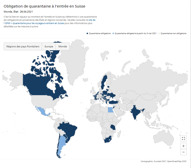 L'OFSP a actualisé sa liste des pays à risque. [OFSP]